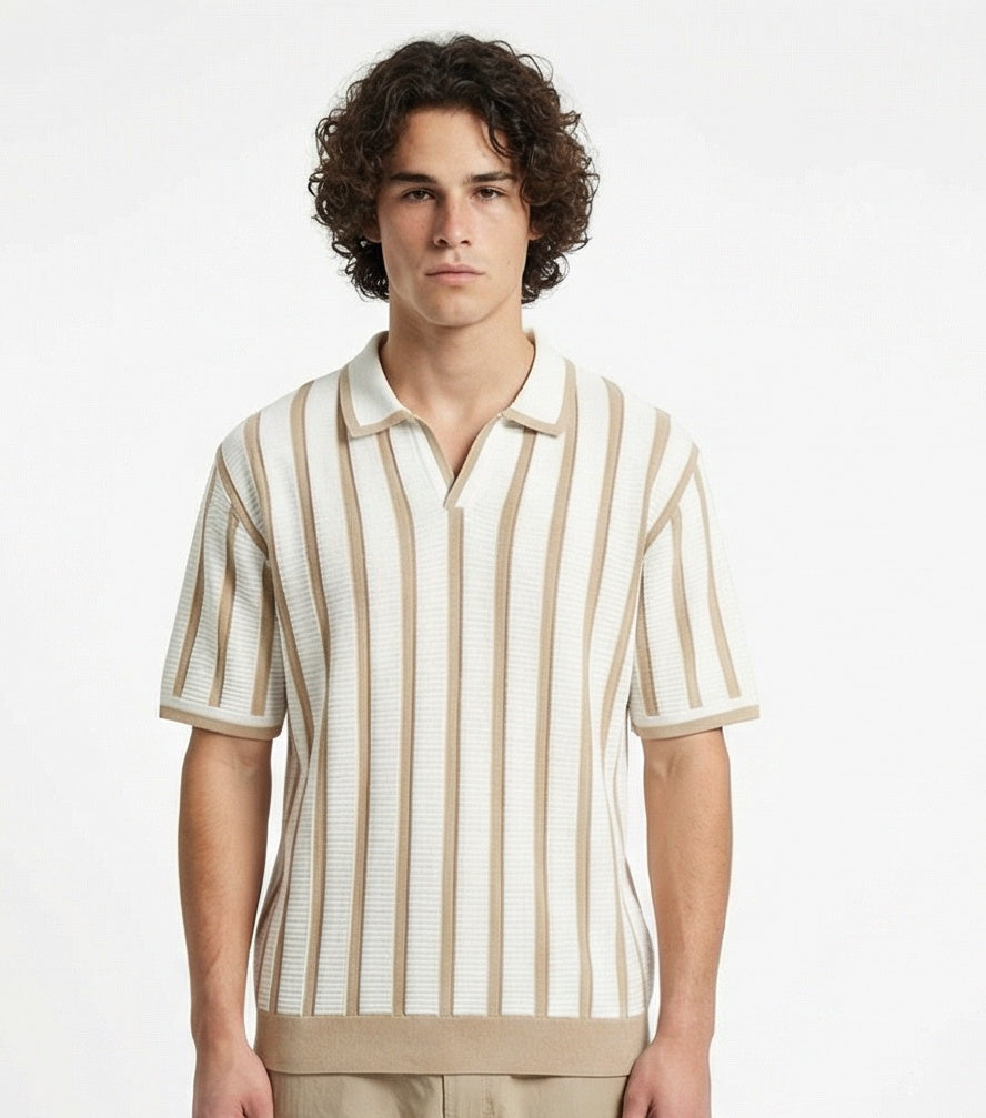 ssstein W/AL/NY KNIT STRIPE POLO LS W/AL/NY KNIT STRIPE POLO LS
