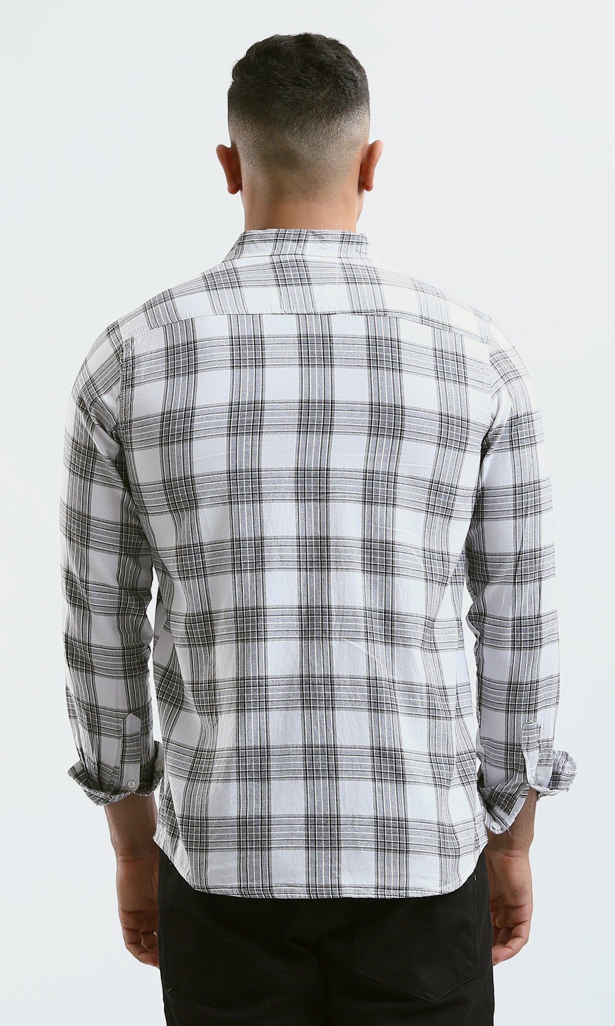 O179980 Cotton Grey & White Tartan Summer Shirt