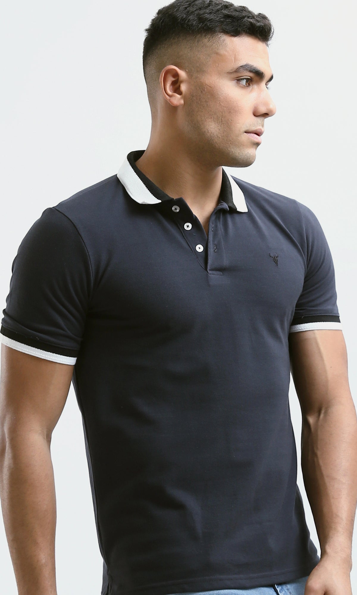 O180818 Short Sleeves Elegant Dark Grey Polo Shirt