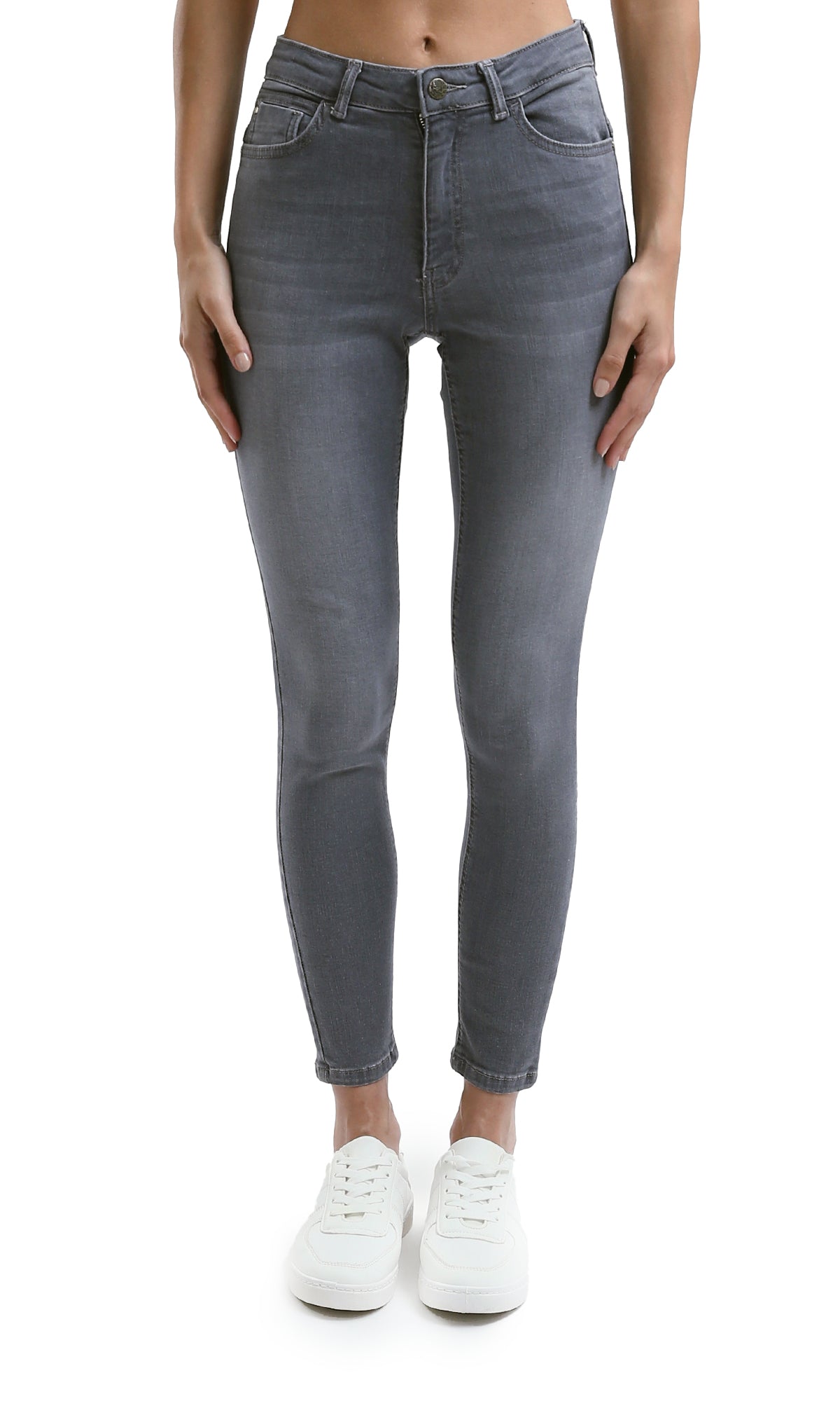 O190267 Feminine Grey Skinny Jeans With Five Pockets