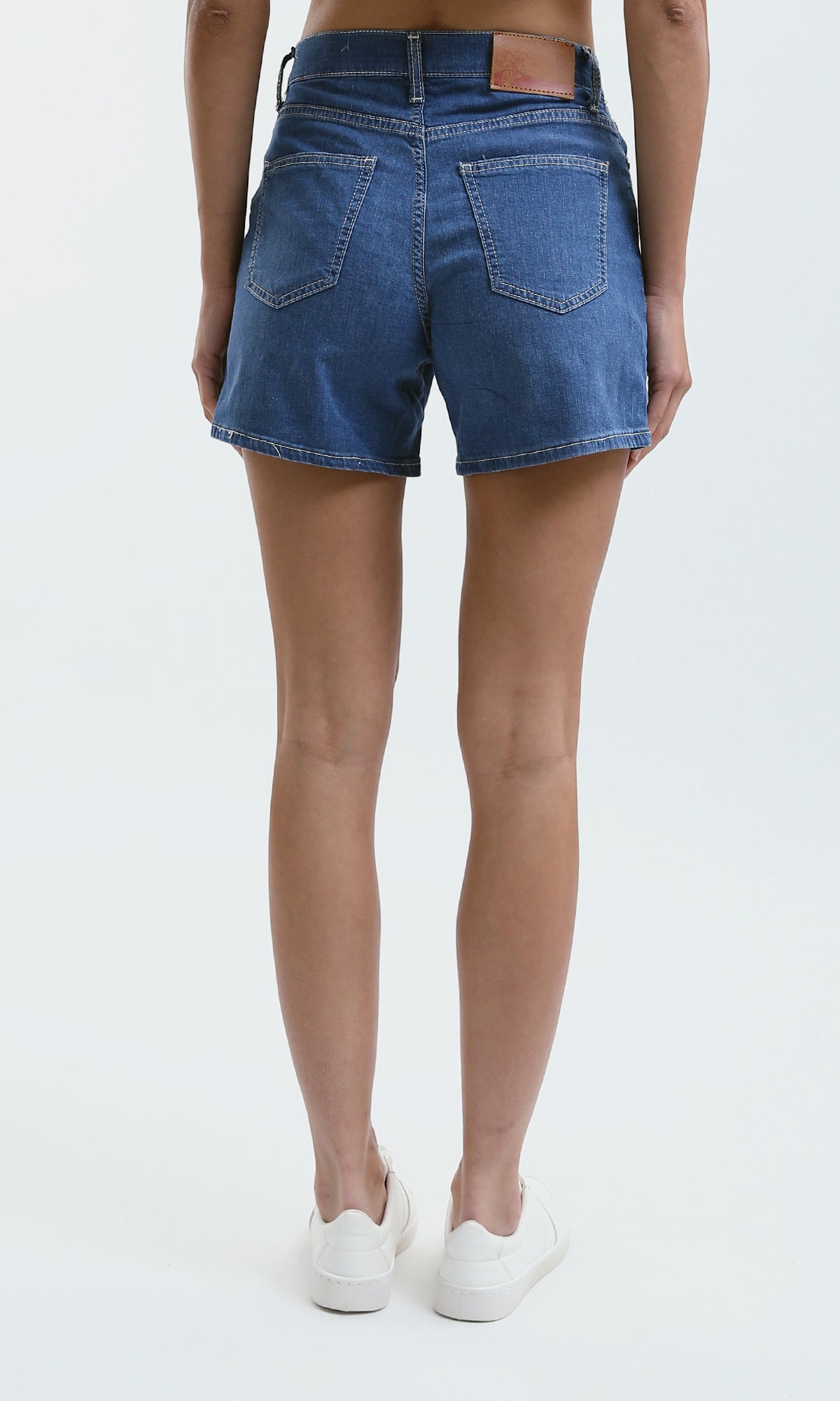 O190276 Summer Denim Shorts With Five Pockets - Medium Blue