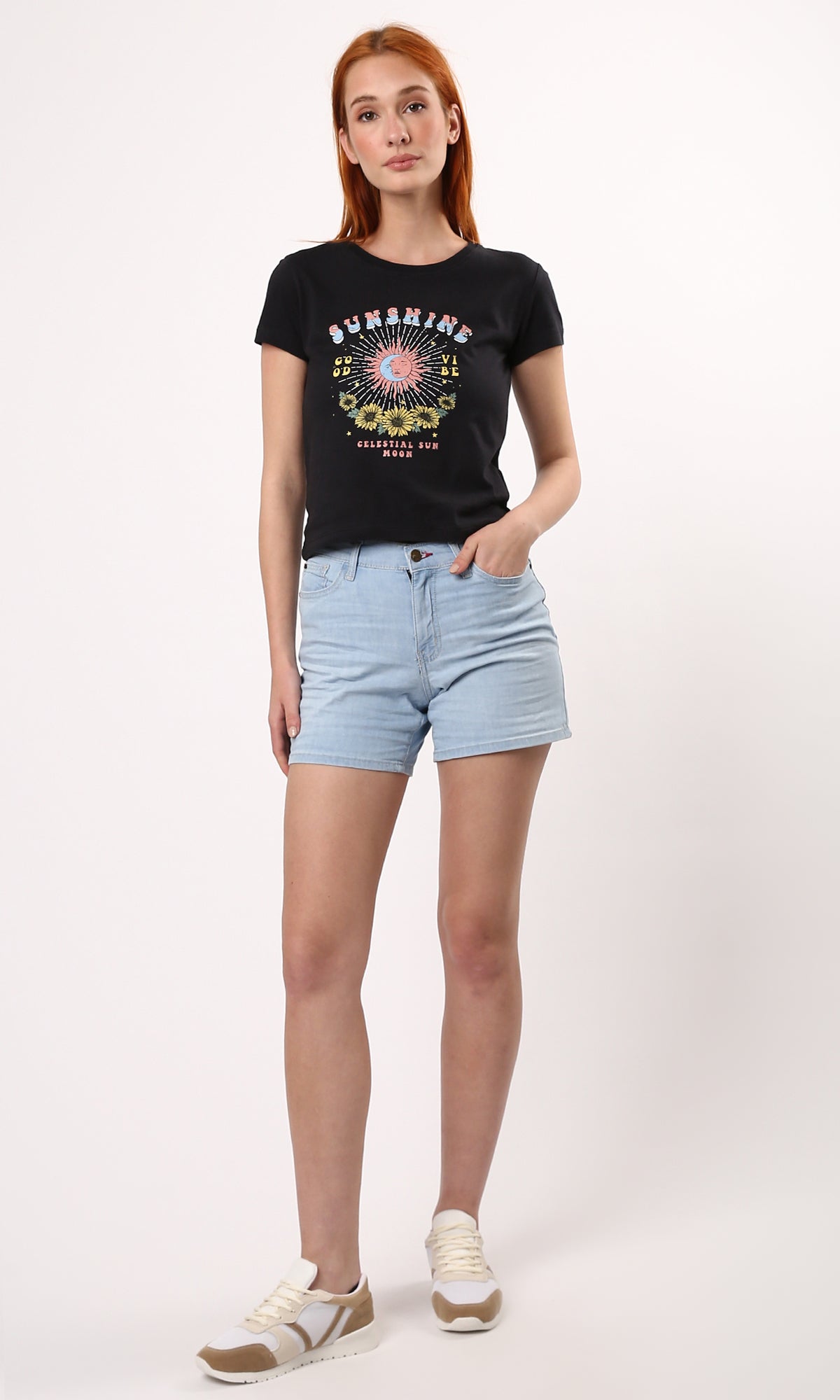 O190277 Feminine Ice Blue Summer Denim Shorts 