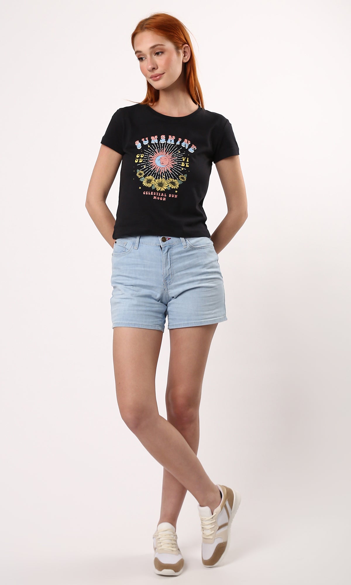 O190277 Feminine Ice Blue Summer Denim Shorts 