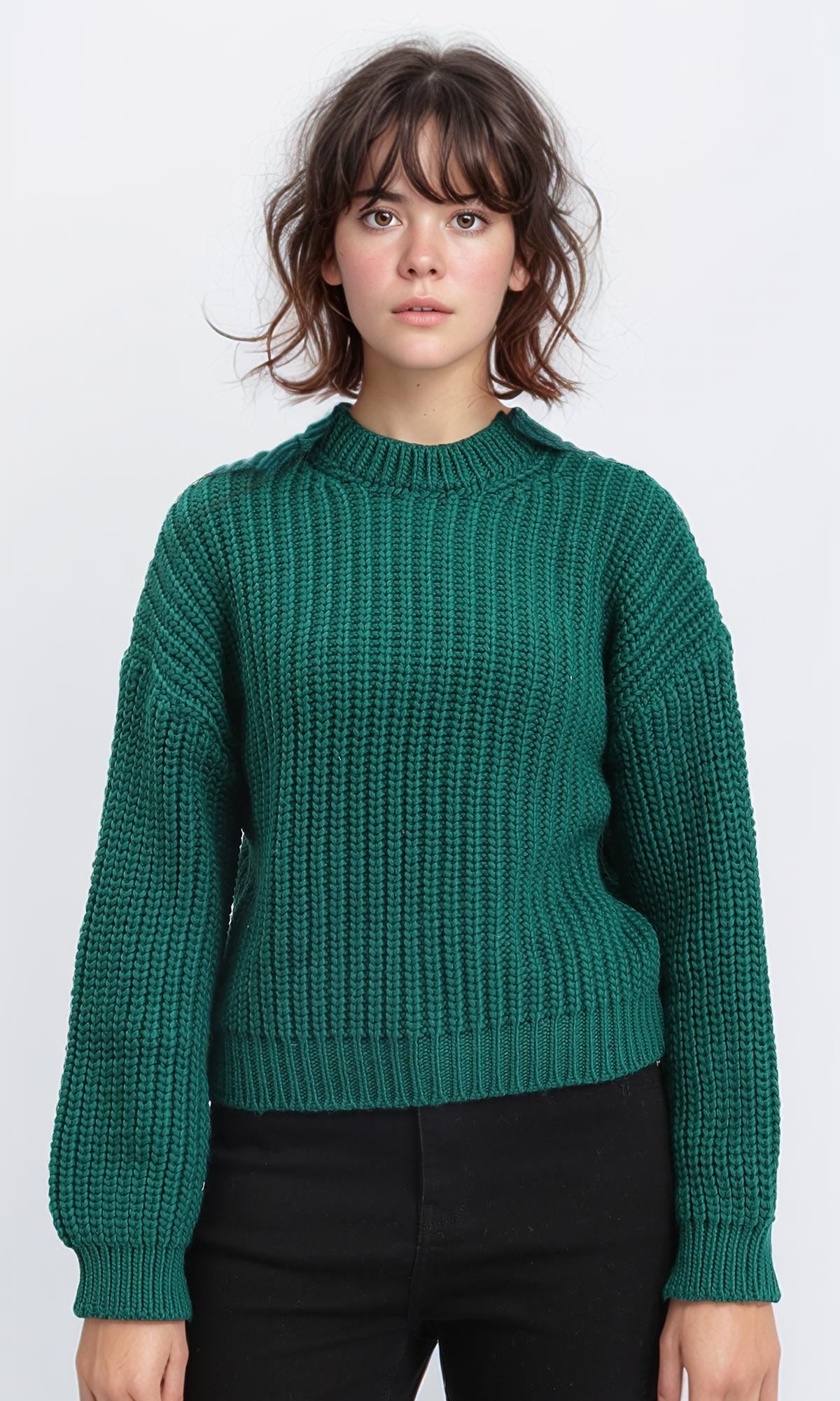 Chunky Knit Deep Green Jumper Oversized Sweater For Women