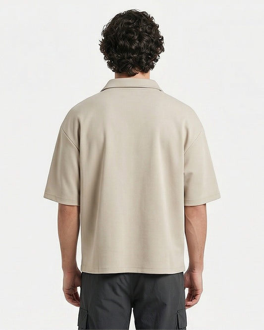 Stone Oversized Relaxed Fit Polo Shirt - R216851