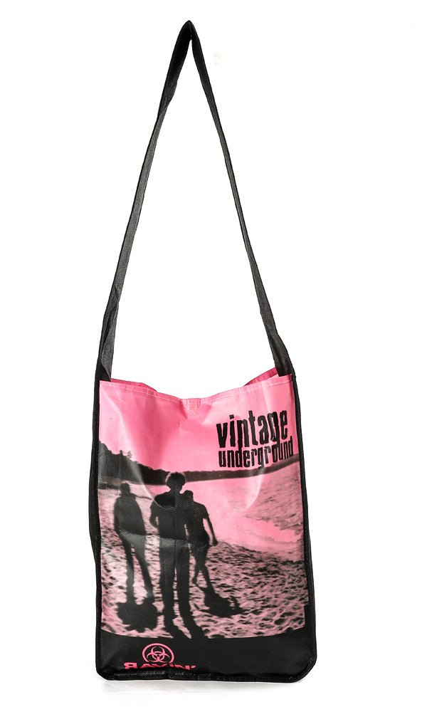 4648 Velcro Patterned Shopping Bag - Pink & Black