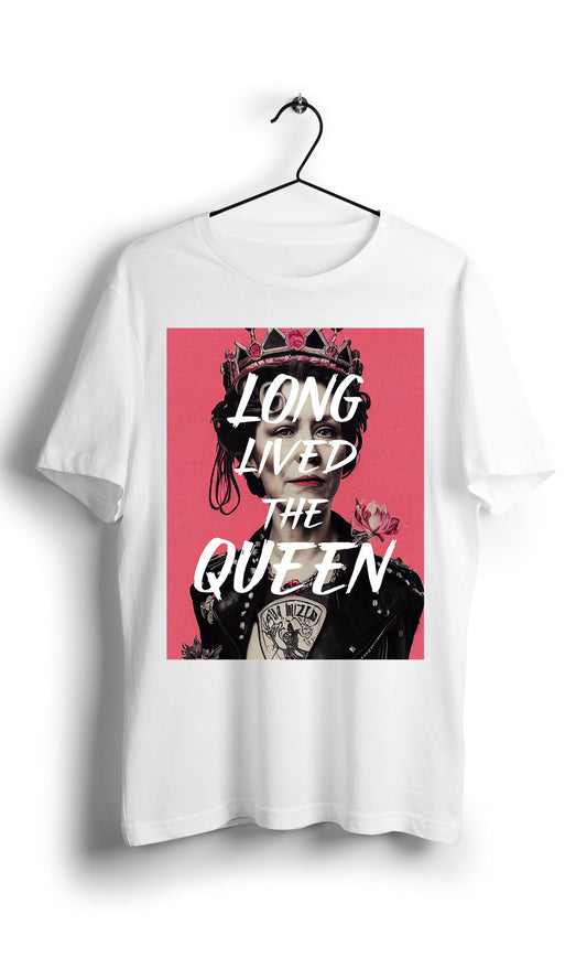 Long Lived The Queen X Rock n Roll n love- Digital Graphics Basic T-shirt white
