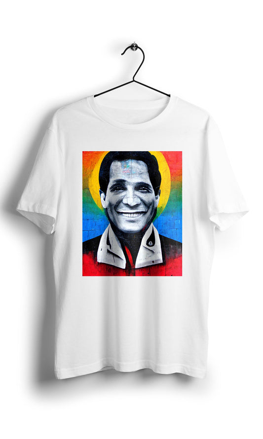 Smiley Abdel Halim Hafez in Eduardo Kobra street  Style -Digital Graphics Basic T-shirt White