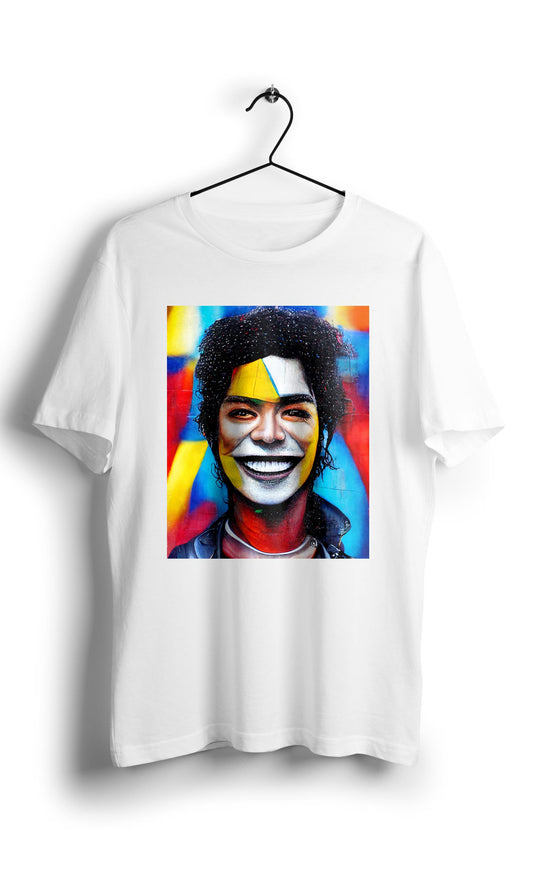 Smiley Michael Jackson in Eduardo Kobra street style -Digital Graphics Basic T-shirt White