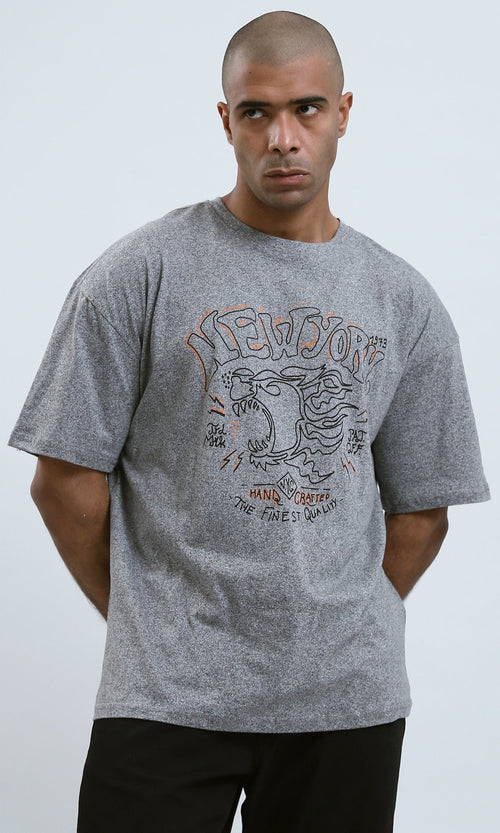 Urban Graphic Heather Grey Relaxed Fit Tee - 0190743