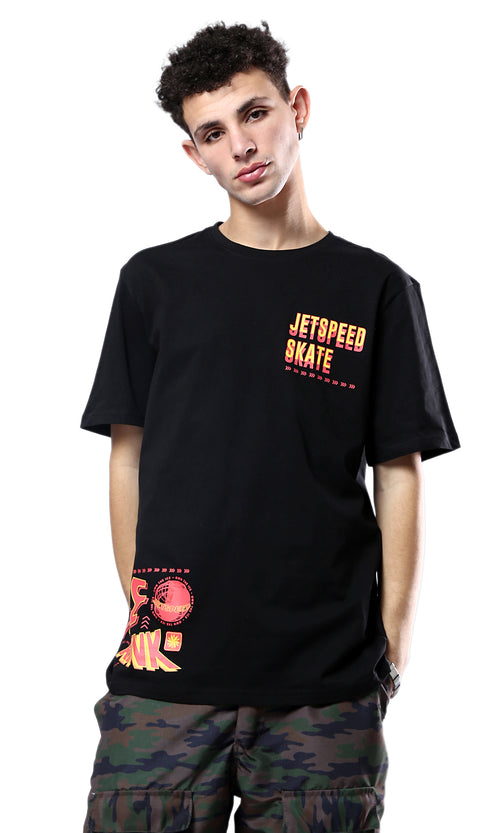 O178966 Printed "Jetspeed Skate" Black Short Sleeves Tee