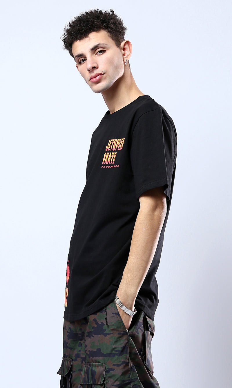O178966 Printed "Jetspeed Skate" Black Short Sleeves Tee