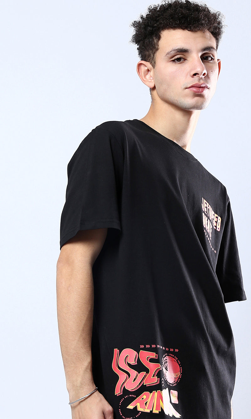 O178966 Printed "Jetspeed Skate" Black Short Sleeves Tee