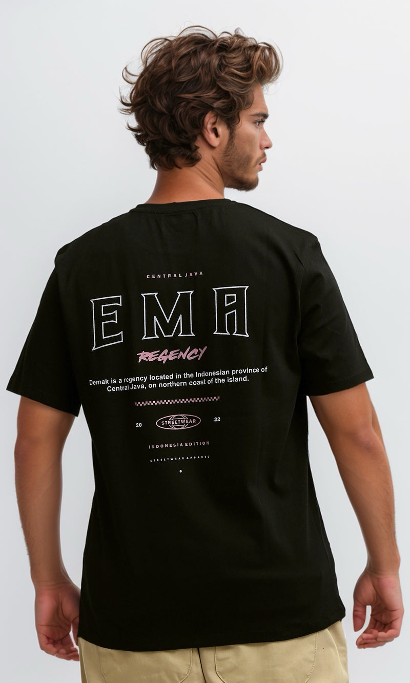 O182435 Printed "Regency" Slip On T-Shirt - Black