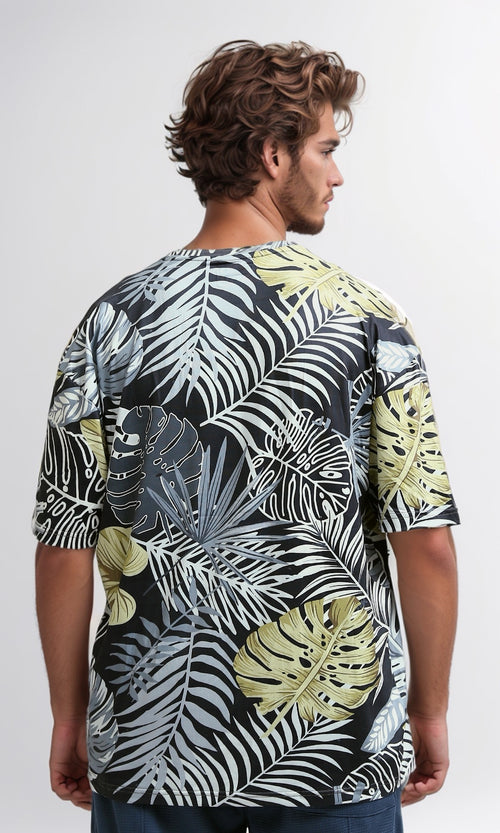 O182819 - Self Patterned Cotton Beach T-Shirt - Multicolor