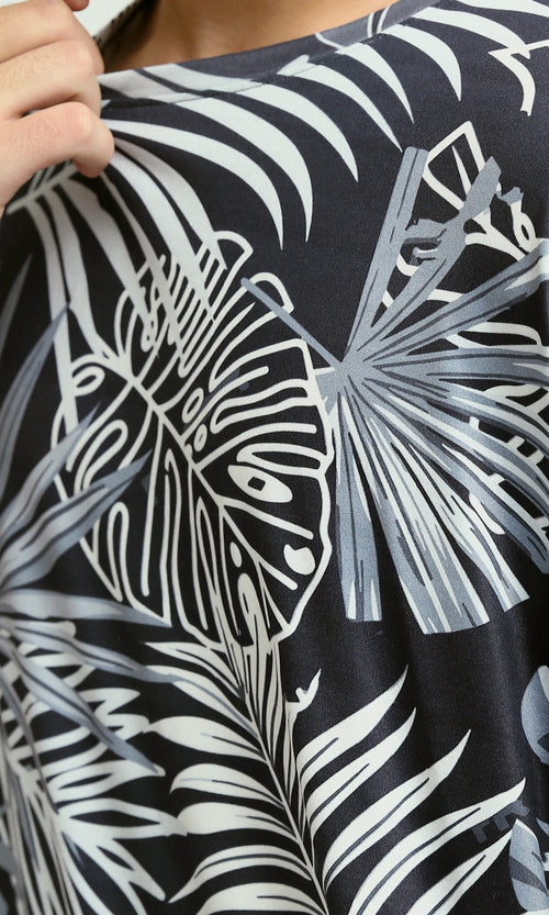 O182819 - Self Patterned Cotton Beach T-Shirt - Multicolor