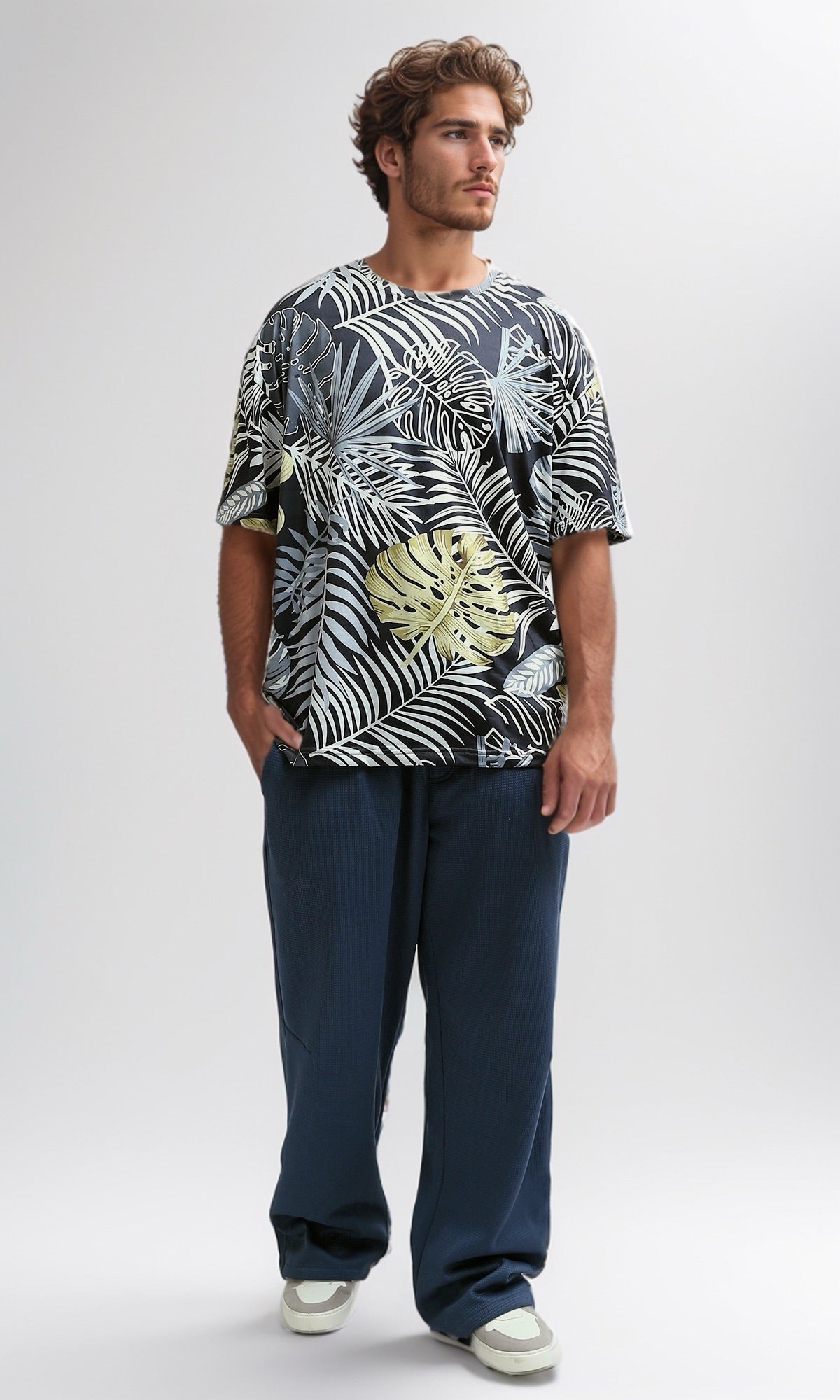 O182819 - Self Patterned Cotton Beach T-Shirt - Multicolor