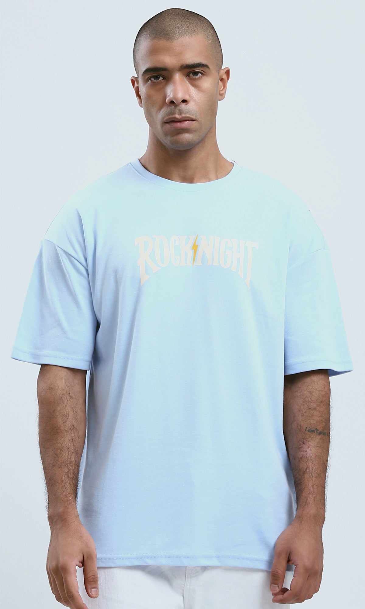 O191634 Slip On Casual Tee With Front & Back Print - Aqua