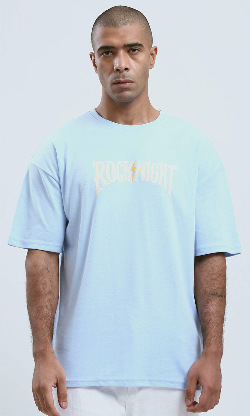 تي شيرت كاجوال سهل الارتداء بطبعة أمامية وخلفية - أكوا