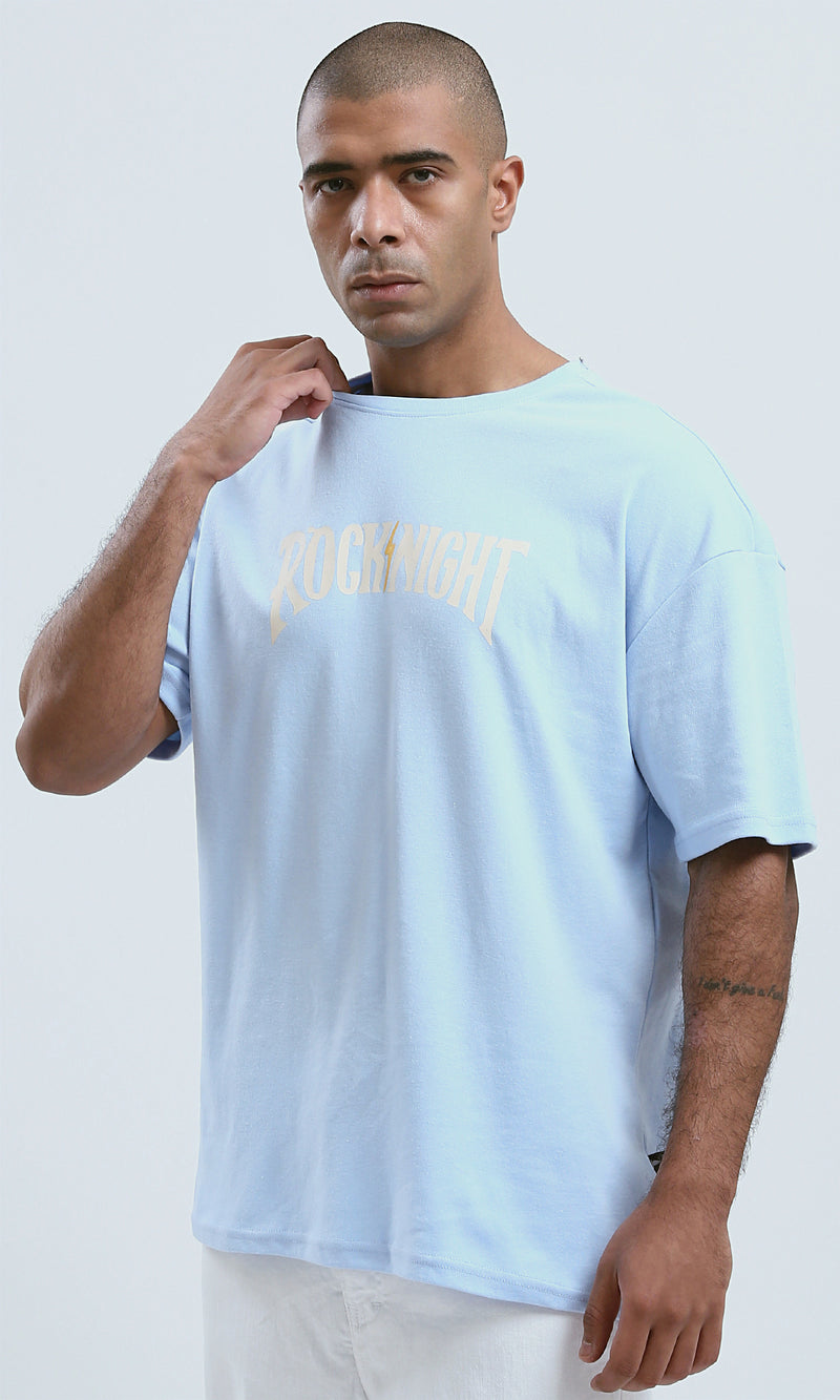 تي شيرت كاجوال سهل الارتداء بطبعة أمامية وخلفية - أكوا