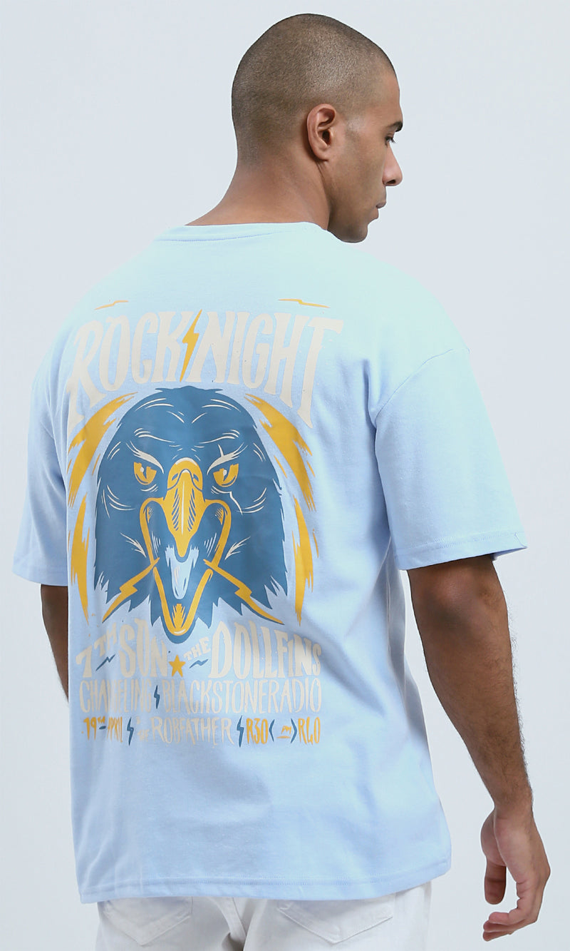 تي شيرت كاجوال سهل الارتداء بطبعة أمامية وخلفية - أكوا