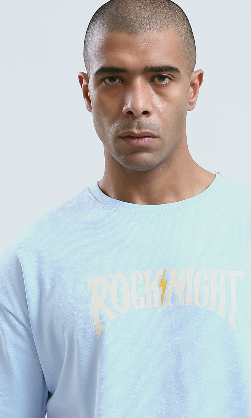 تي شيرت كاجوال سهل الارتداء بطبعة أمامية وخلفية - أكوا