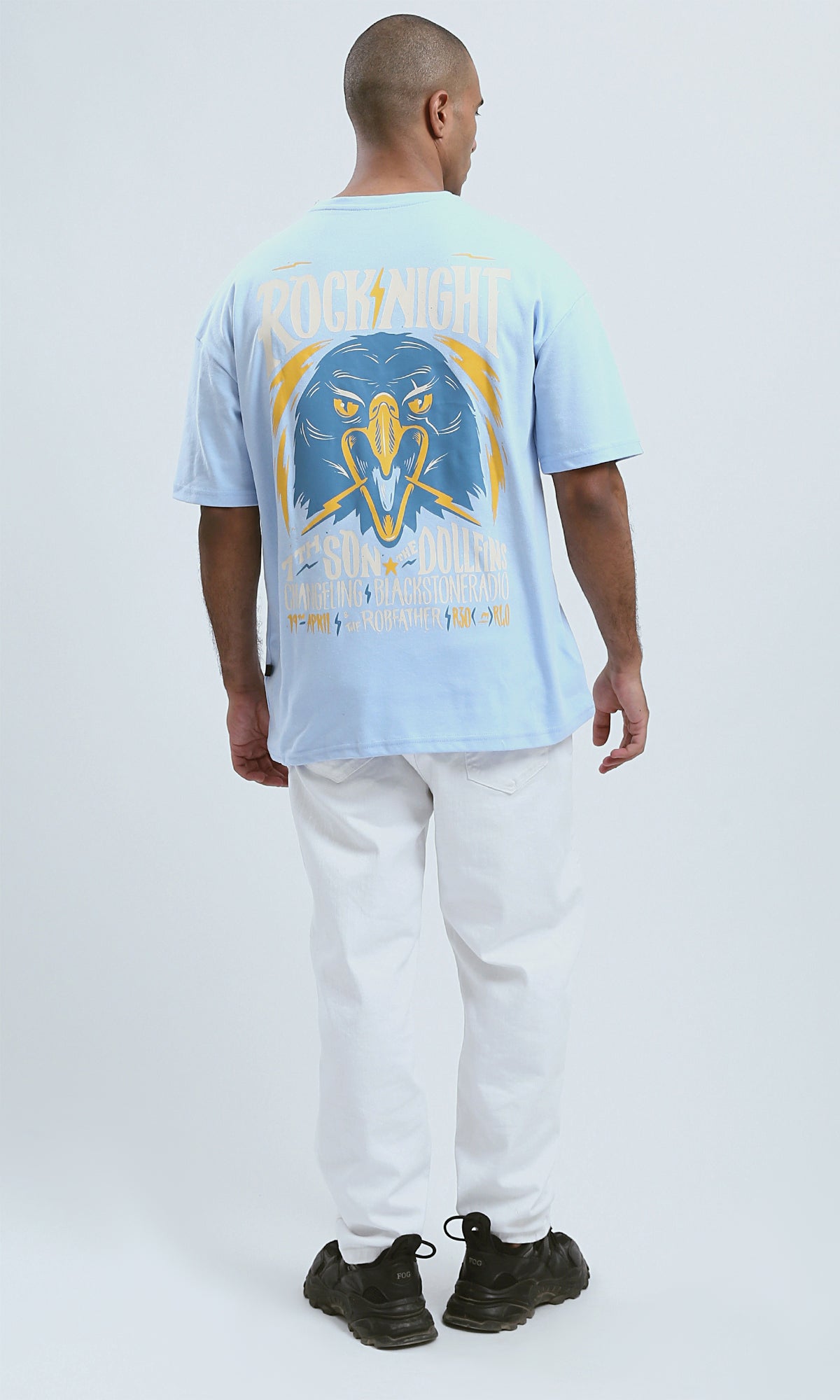 O191634 Slip On Casual Tee With Front & Back Print - Aqua