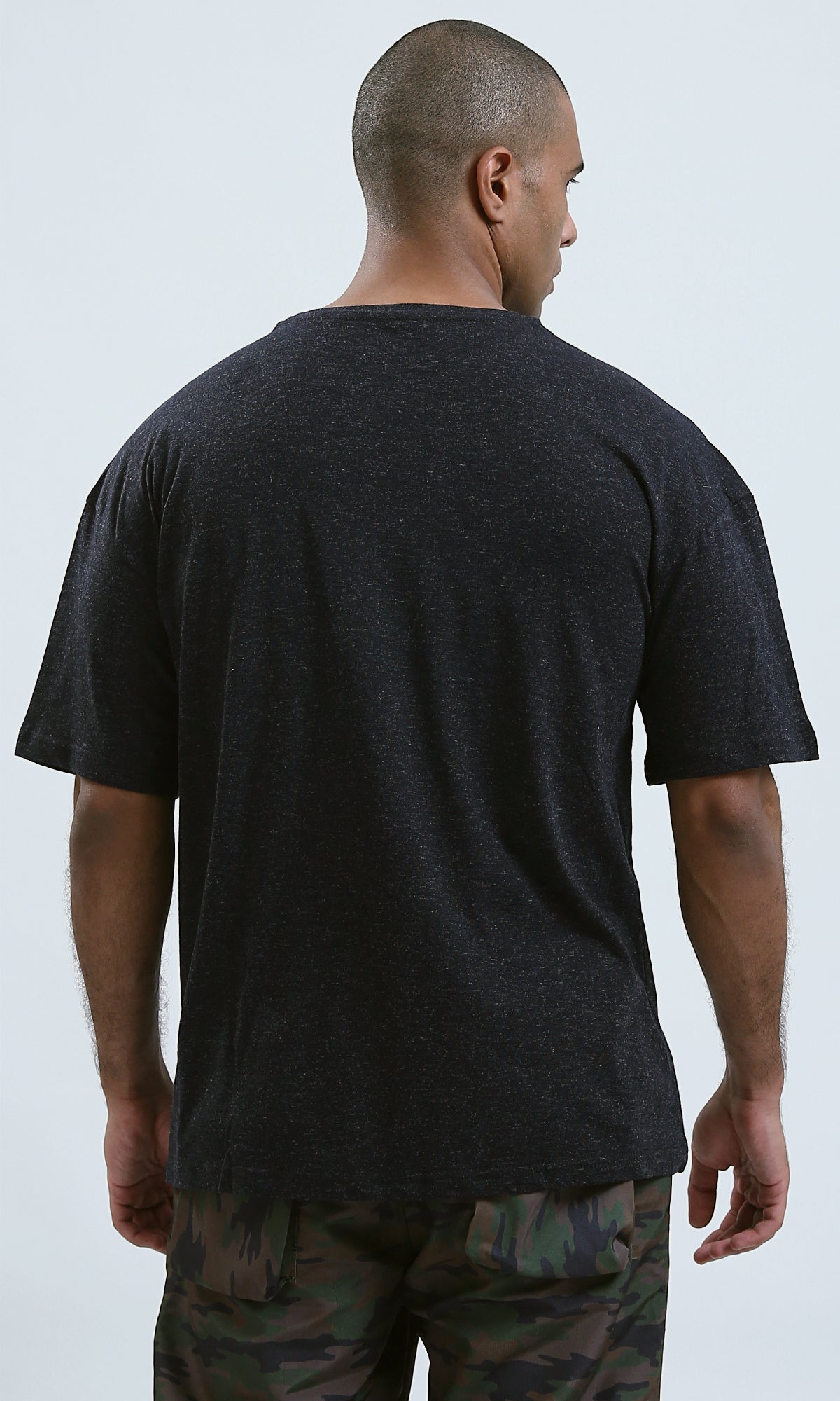 O192454 - Patterned Relaxed Fit Heather Dark Navy Tee