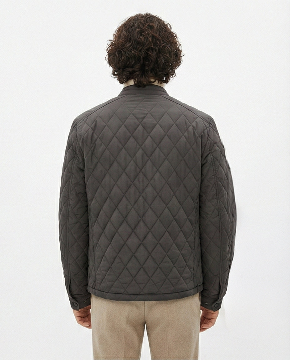 Urban Quilted Moto Jacket in Charcoal