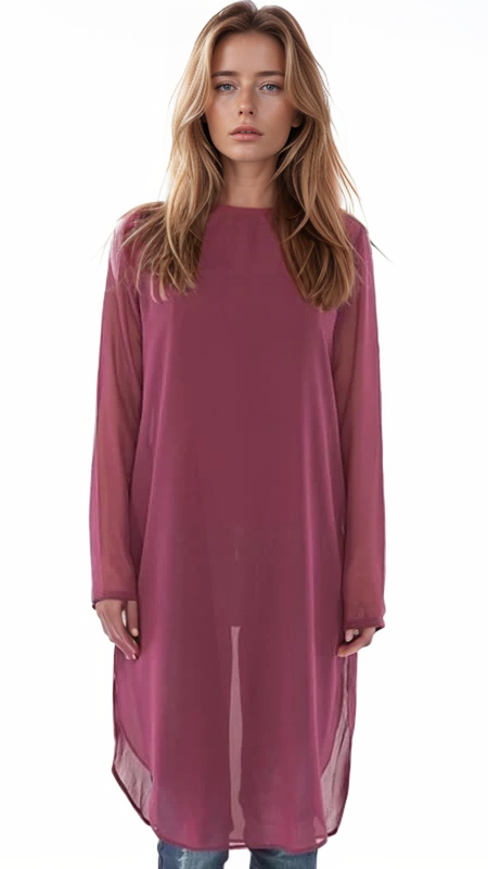 39721 Plain Tunic Top - Eggplant