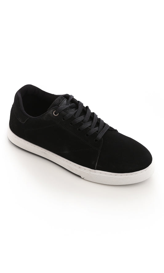 49903 Solid Suede Lace Up Casual Shoes - Black