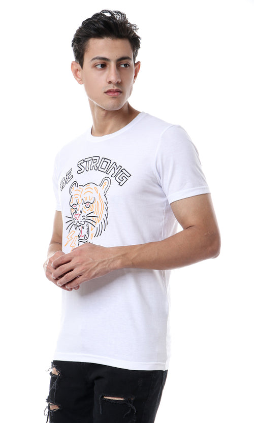 56877 Printed "Be Strong Be Brave" Cotton T-Shirt - White