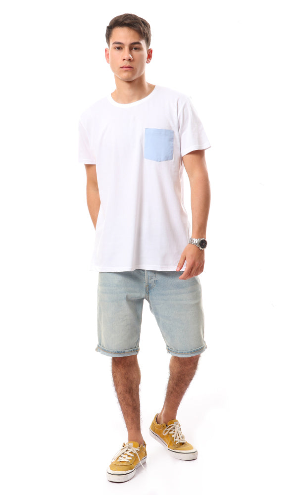 57216 Side Pocket Solid Cotton T-Shirt - White