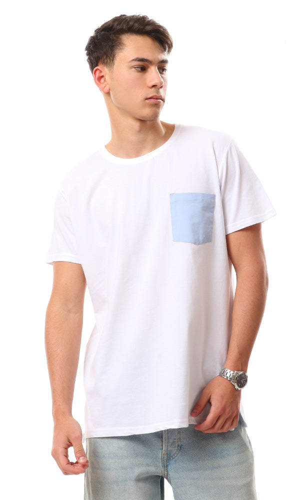 57216 Side Pocket Solid Cotton T-Shirt - White