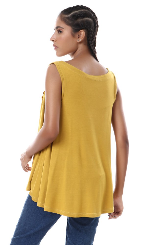 57638 Crochet Sleeveless Crew Neck Top - Golden Rod