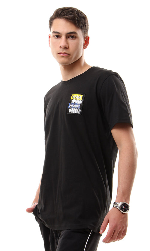 Black Graphic Patch Regular Fit T-Shirt - 57887