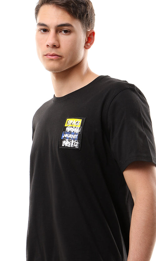 Black Graphic Patch Regular Fit T-Shirt - 57887