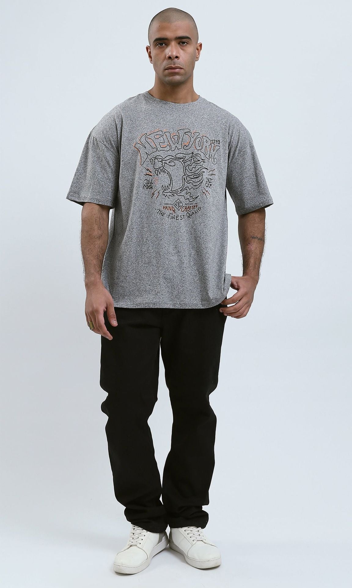 Urban Graphic Heather Grey Relaxed Fit Tee - 0190743