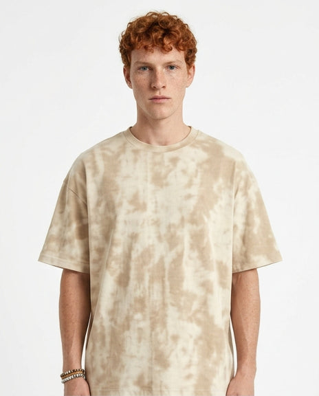 Men's Beige Tie-Dye Oversized T-Shirt | Ravin - R217585 – RAVIN
