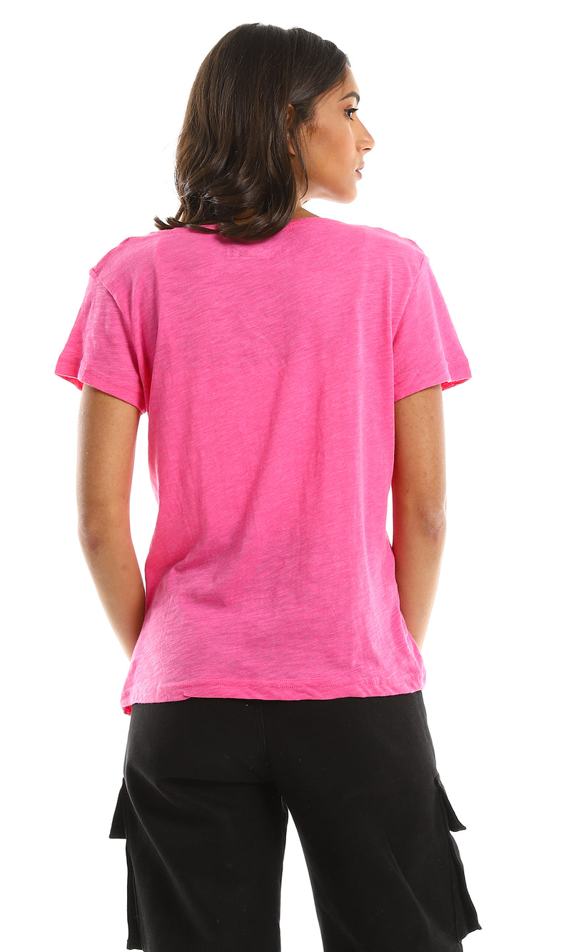 93008 Basic Lightweight Round Fuchsia Tee