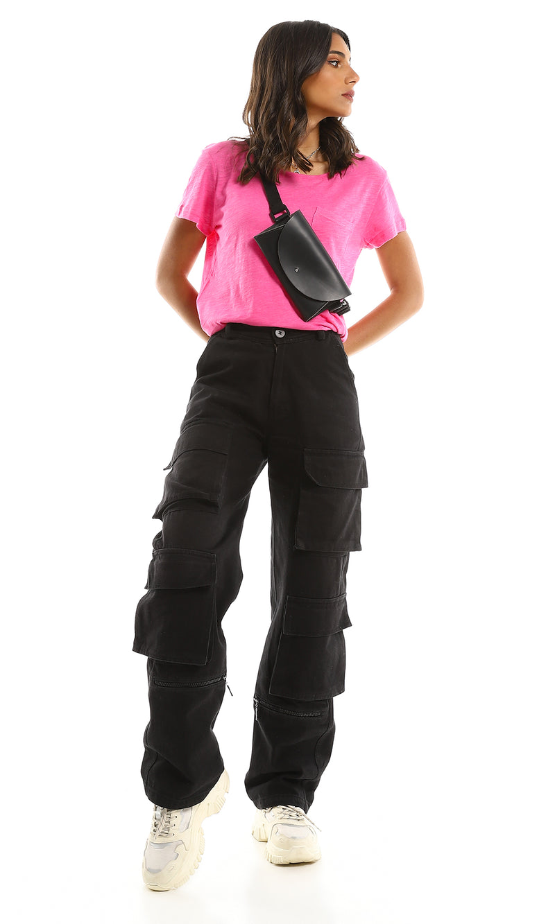 93008 Basic Lightweight Round Fuchsia Tee