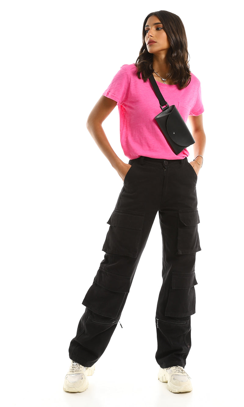 93008 Basic Lightweight Round Fuchsia Tee