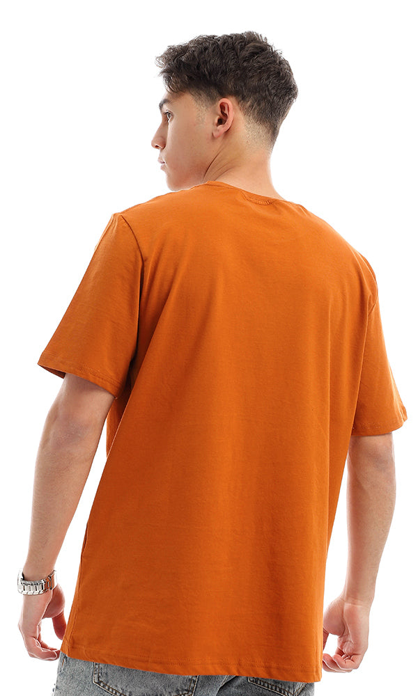 94617 Basic Plain Half Sleeves T-Shirt - Burned Orange