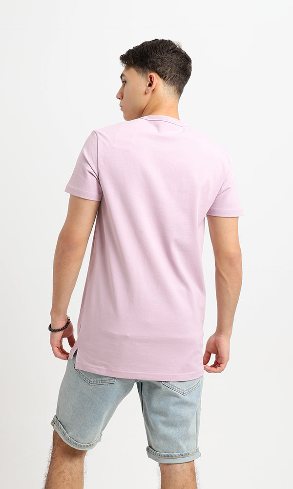94639 Short Sleeves Lavender Buttoned Henley Shirt