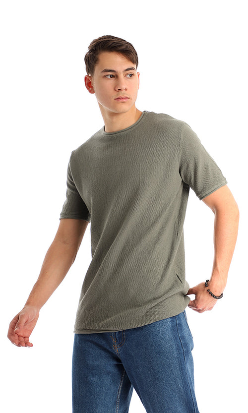 94787 Casual Jade Knited Round Neck Cotton Tee