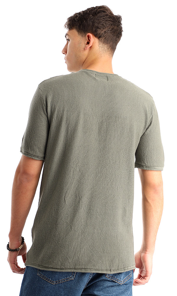 94787 Casual Jade Knited Round Neck Cotton Tee