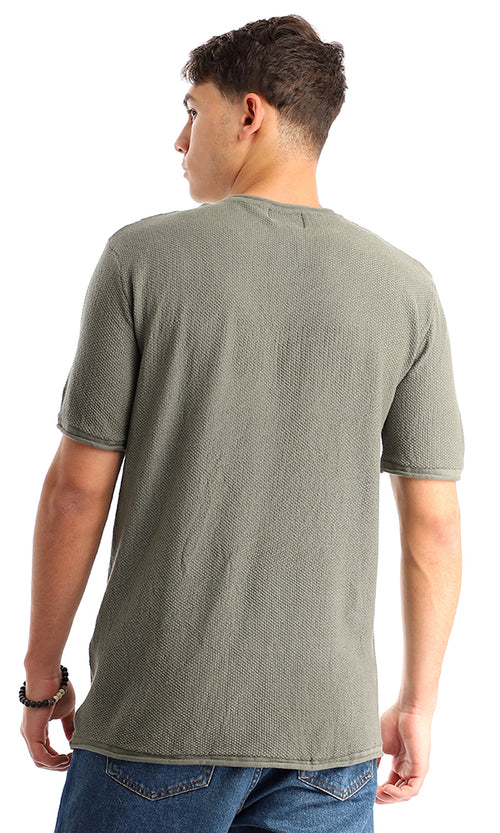 94787 Casual Jade Knited Round Neck Cotton Tee
