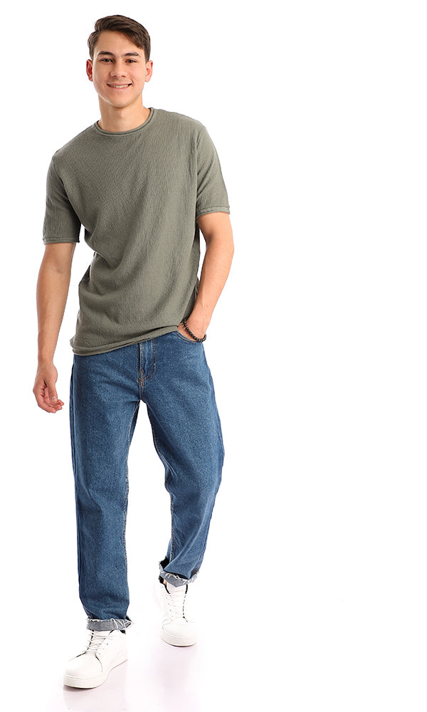 94787 Casual Jade Knited Round Neck Cotton Tee