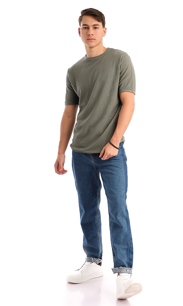 94787 Casual Jade Knited Round Neck Cotton Tee