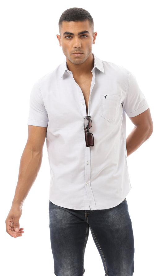 94895 Half Sleeves Classic Neck Shirt - Light Grey